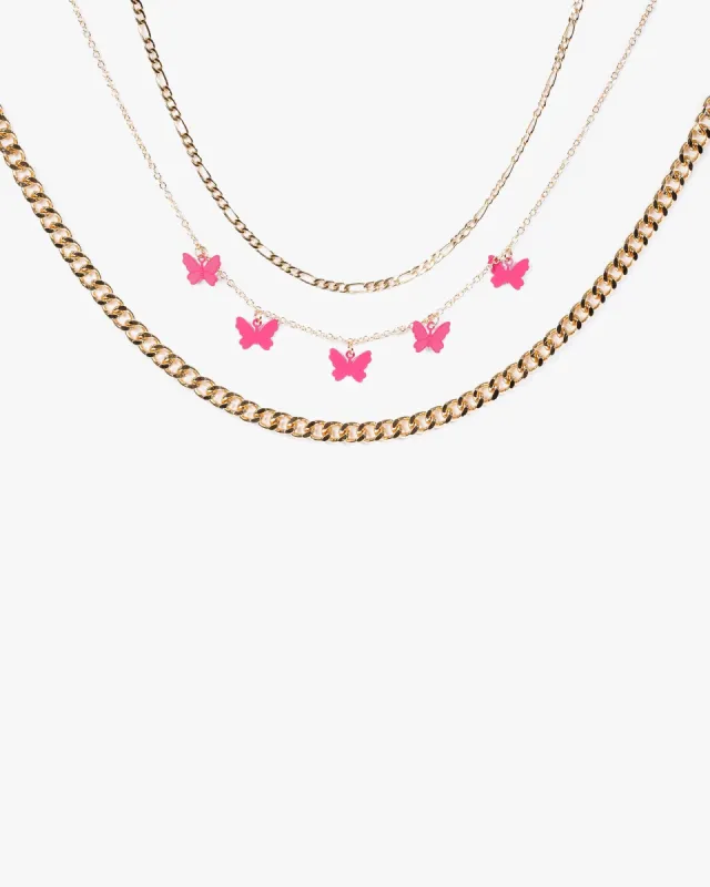 Gold 3 Layer Butterfly Pendants Necklace sold by Collete Hayman