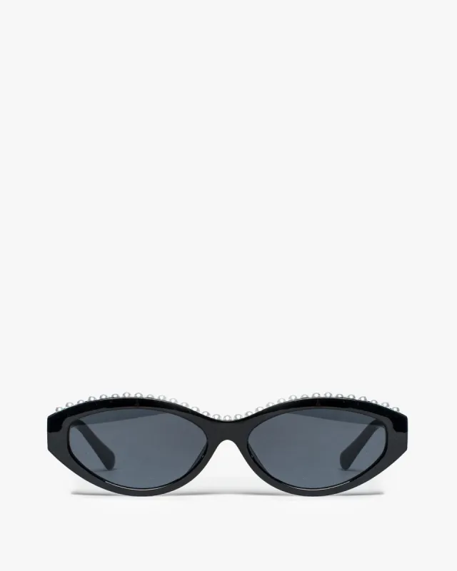 Black Pearl Embellished Rounded Sunglasses sold by Collete Hayman