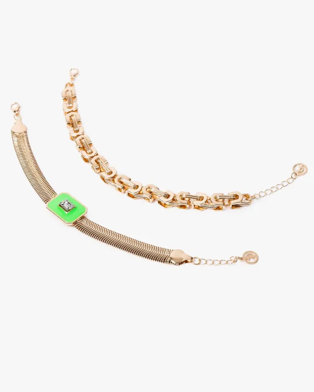 Emerald Chain Link 2 Pack Bracelet sold by Collete Hayman
