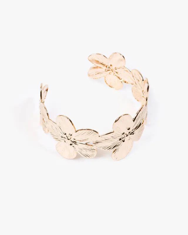 Gold Flower Cuff Bracelet sold by Collete Hayman