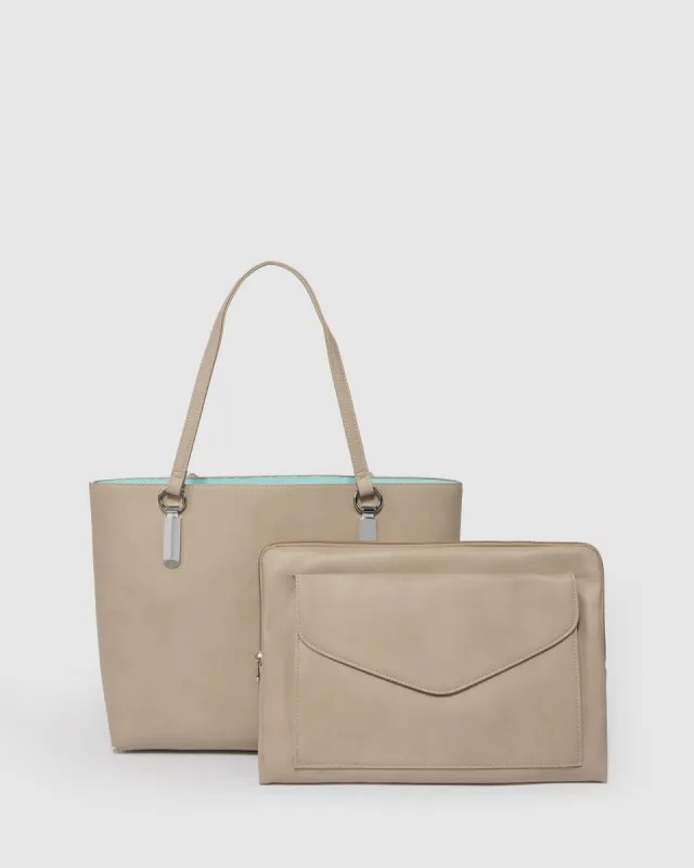 Taupe Angelina Tote Bag sold by Collete Hayman