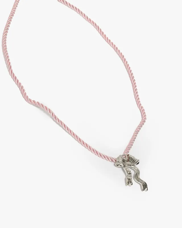 Pink Metal Bow Detail Cord Choker Necklace sold by Collete Hayman