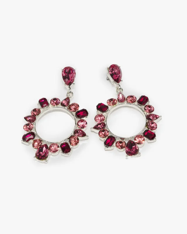 Pink Small Open Circle Crystal Drop Earrings sold by Collete Hayman
