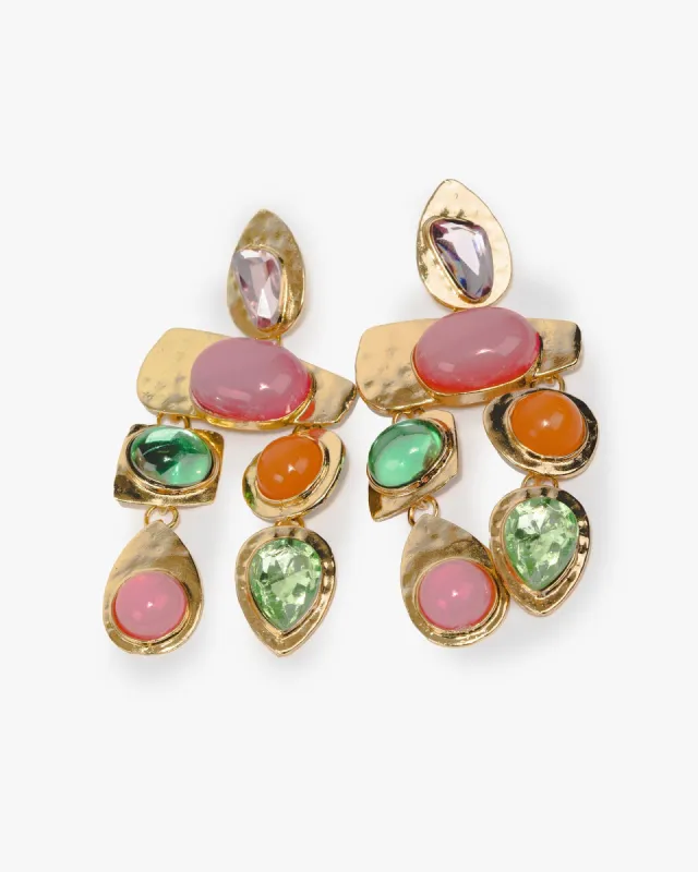 Multi Colour Abstract Crystal Drop Earrings sold by Collete Hayman