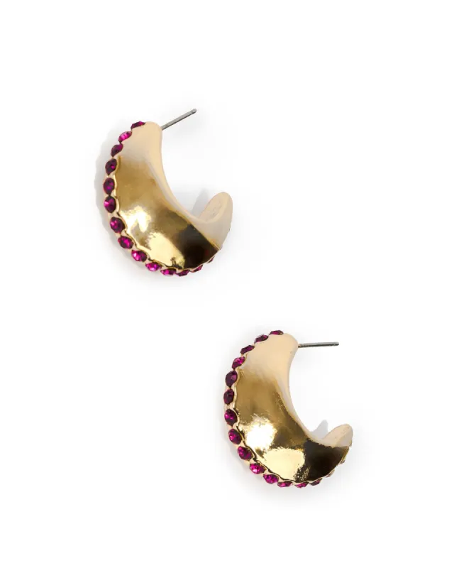 Pink Studded Line Hoop Earrings sold by Collete Hayman