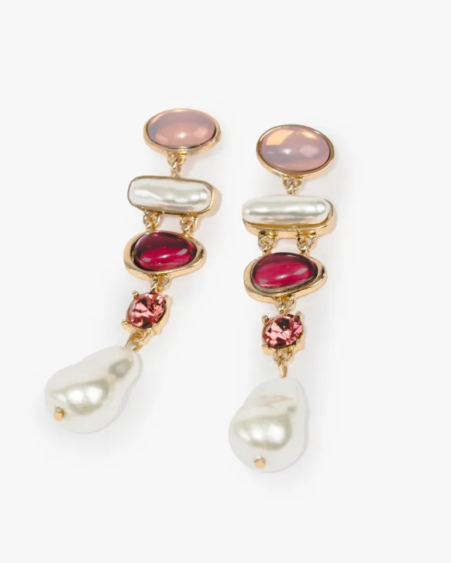 Pink Alternated Stone Drop Earrings sold by Collete Hayman