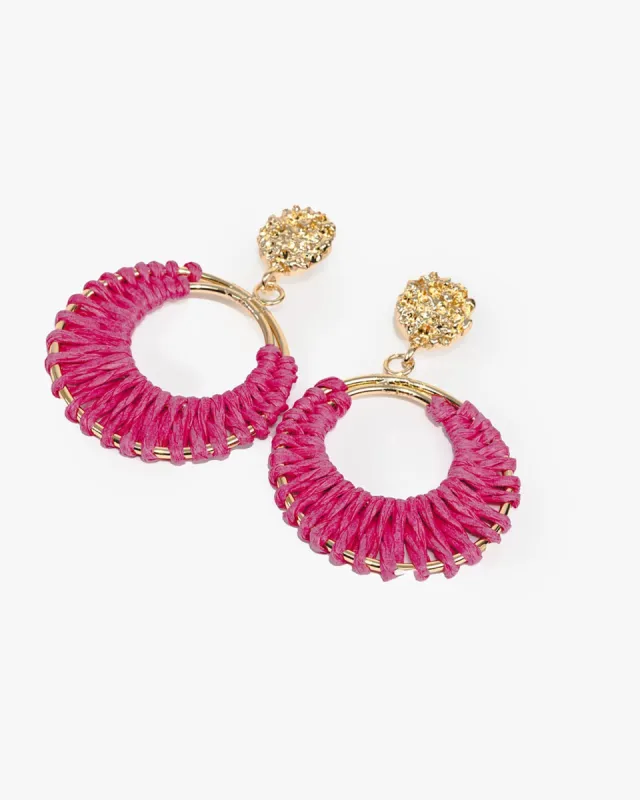 Pink Woven Circle Drop Earrings sold by Collete Hayman