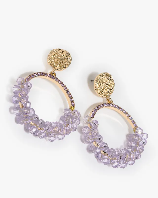 Purple Beaded Circle Drop Earrings sold by Collete Hayman