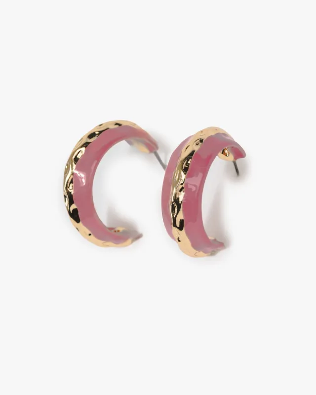 Pink Organic Lined Hoop Earrings sold by Collete Hayman