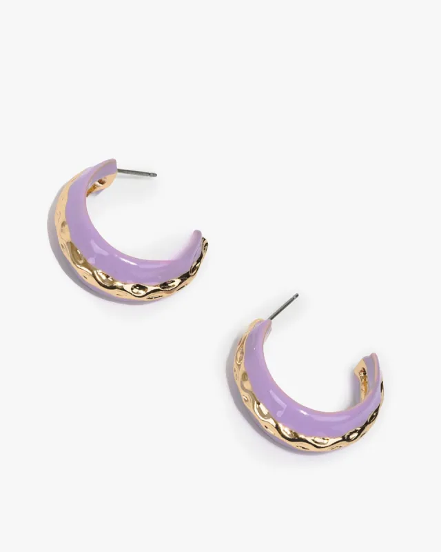 Purple Organic Lined Hoop Earrings sold by Collete Hayman