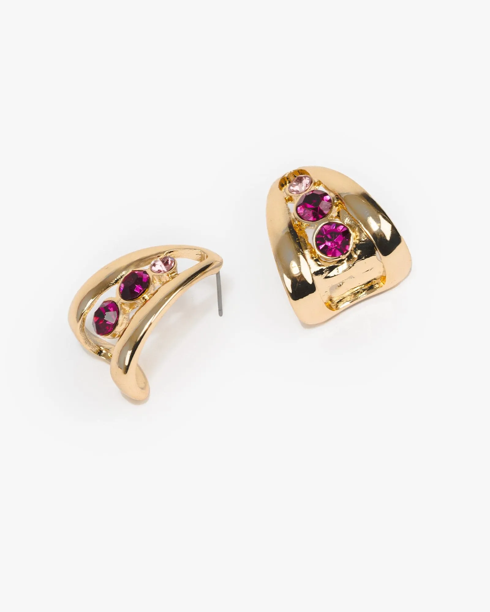 Pink Crystal Lined Hoop Earrings sold by Collete Hayman product image thumbnail 4