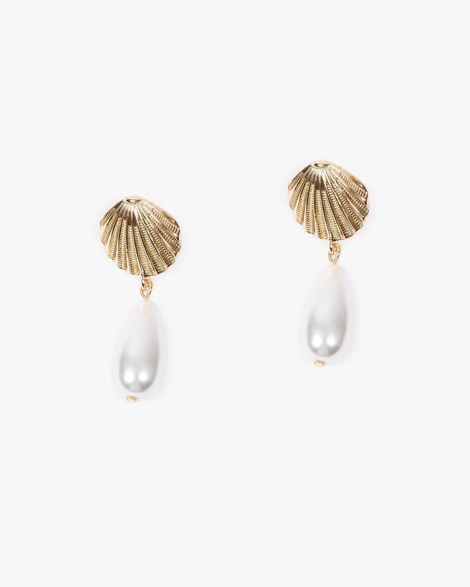 Gold Beach Charm Pearl Drop Earrings sold by Collete Hayman