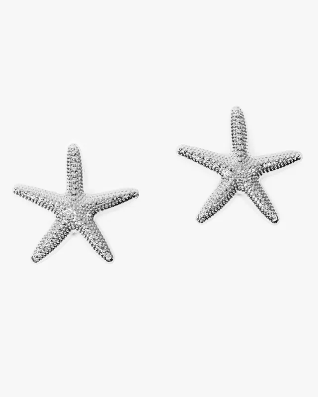 Silver Textured Starfish Icon Earrings sold by Collete Hayman