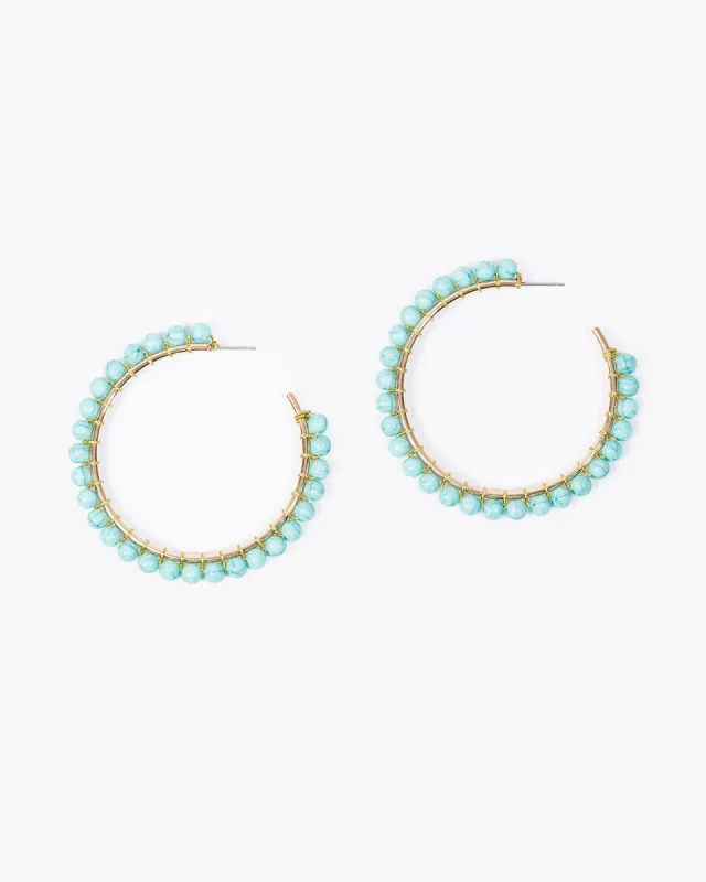 Blue Bead Embellished Hoop Earrings sold by Collete Hayman