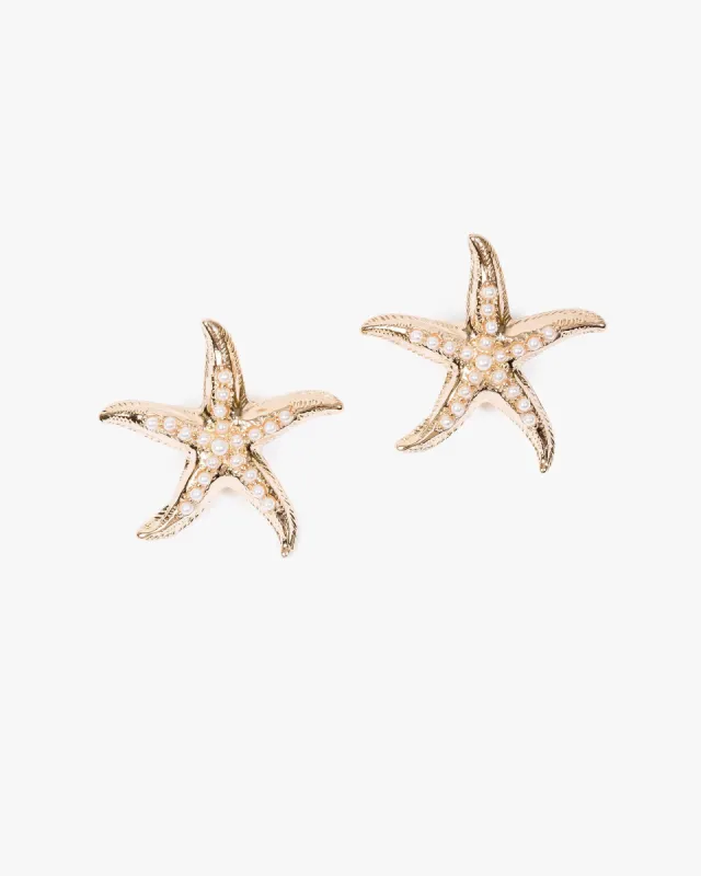 Gold Bead Detail Starfish Earrings sold by Collete Hayman