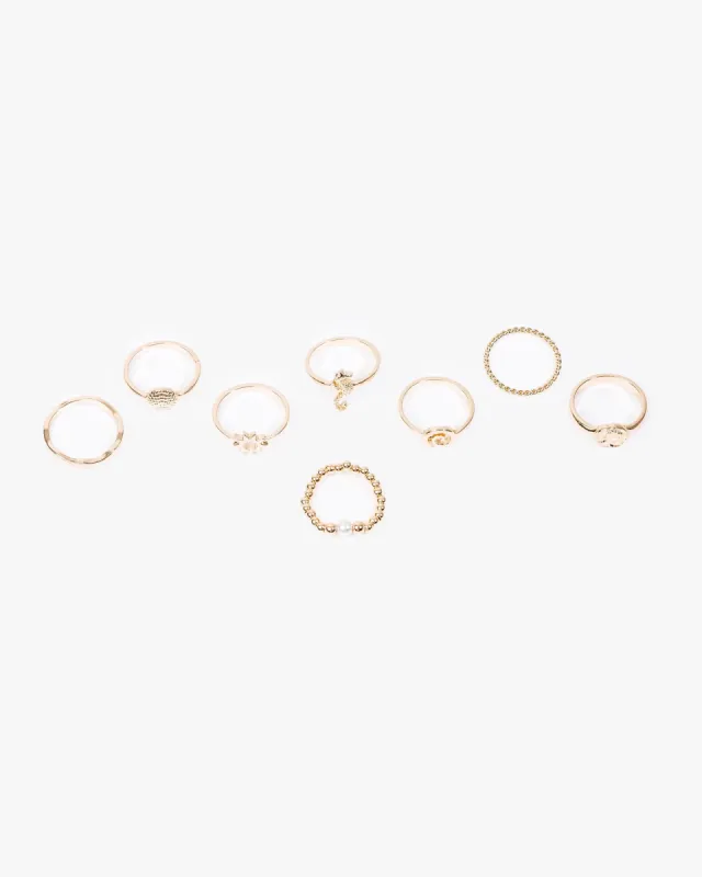 Gold Multi Sea Motif 8 Pack Ring sold by Collete Hayman