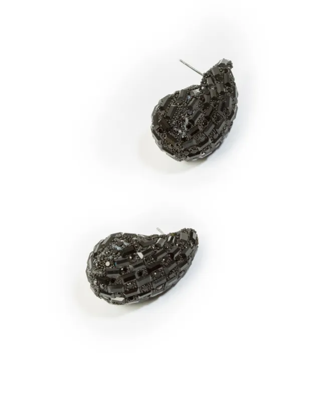 Black Embellished Droplet Earrings sold by Collete Hayman