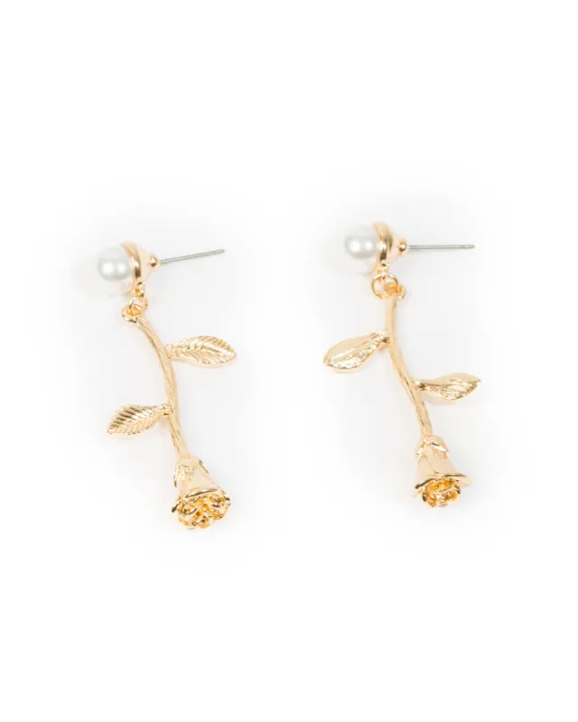 Gold Metal Reversed Rose Earrings sold by Collete Hayman