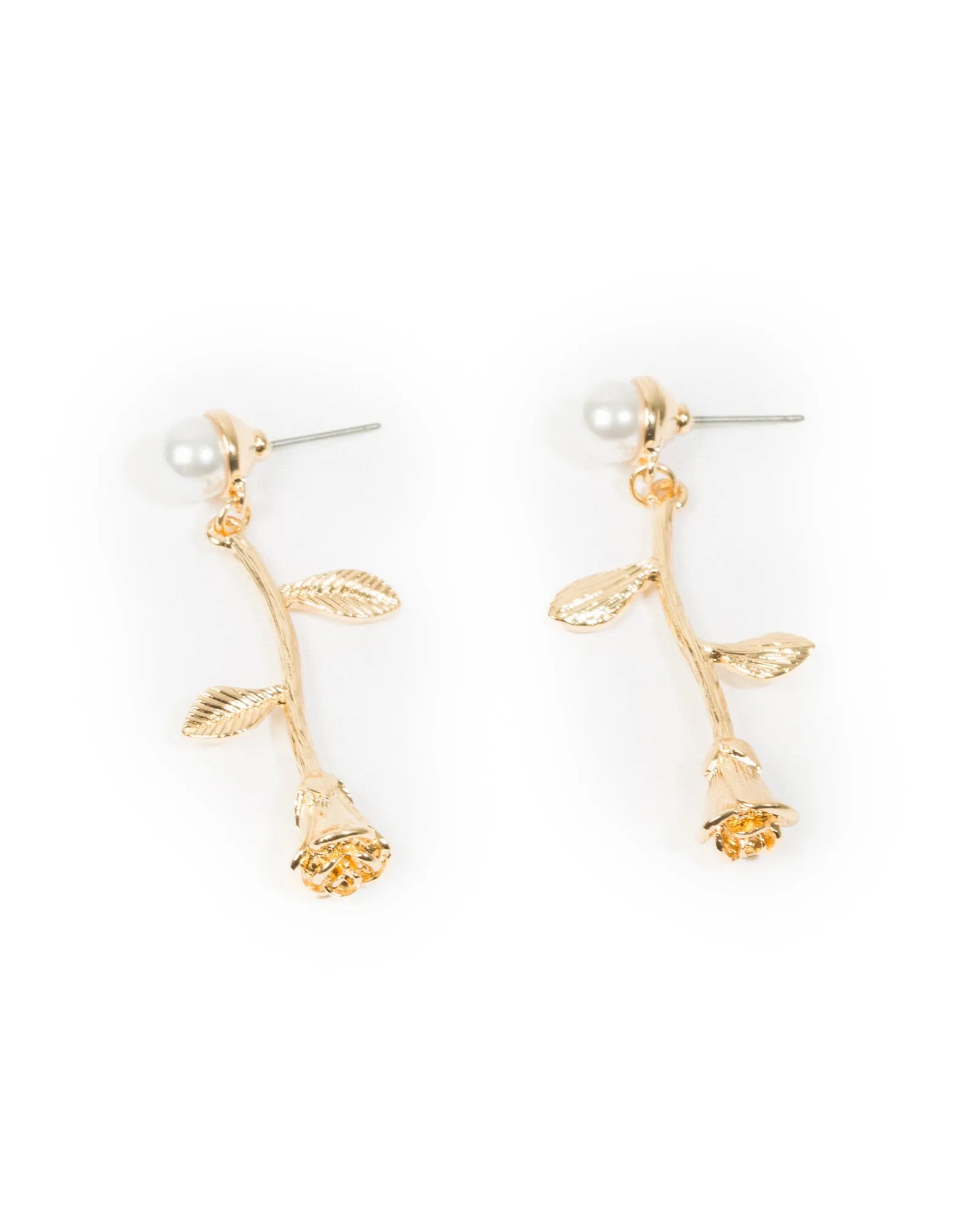 Gold Metal Reversed Rose Earrings sold by Collete Hayman