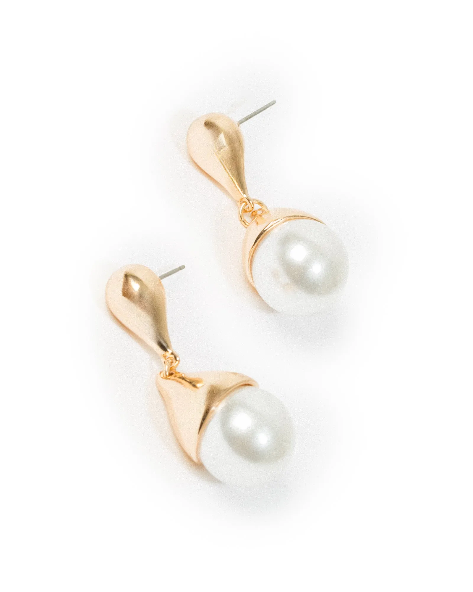 Gold Half Pearl Detail Drop Earrings sold by Collete Hayman product image thumbnail 2