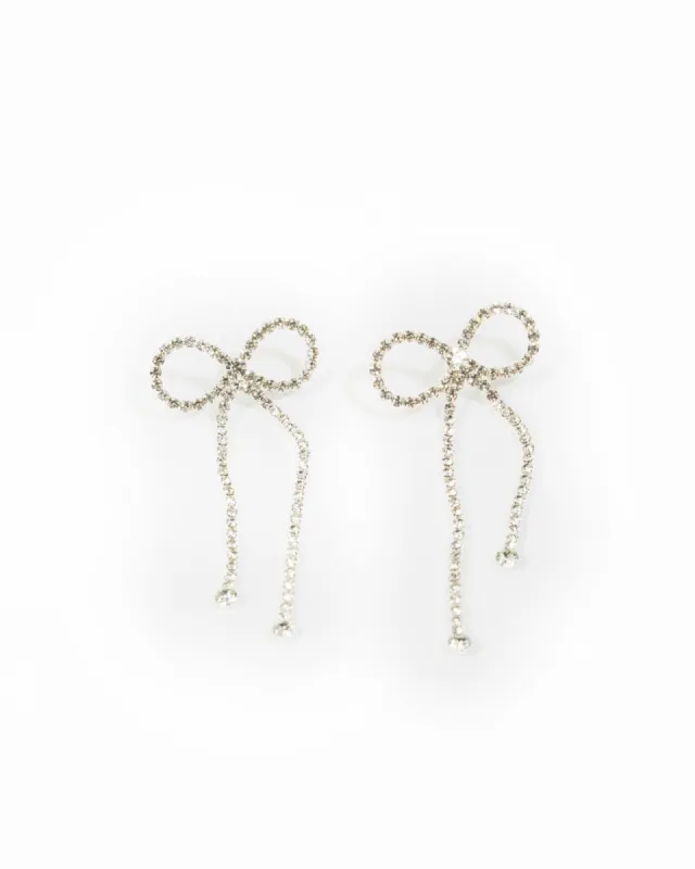 Crystal Rhinestone Bow Drop Earrings sold by Collete Hayman