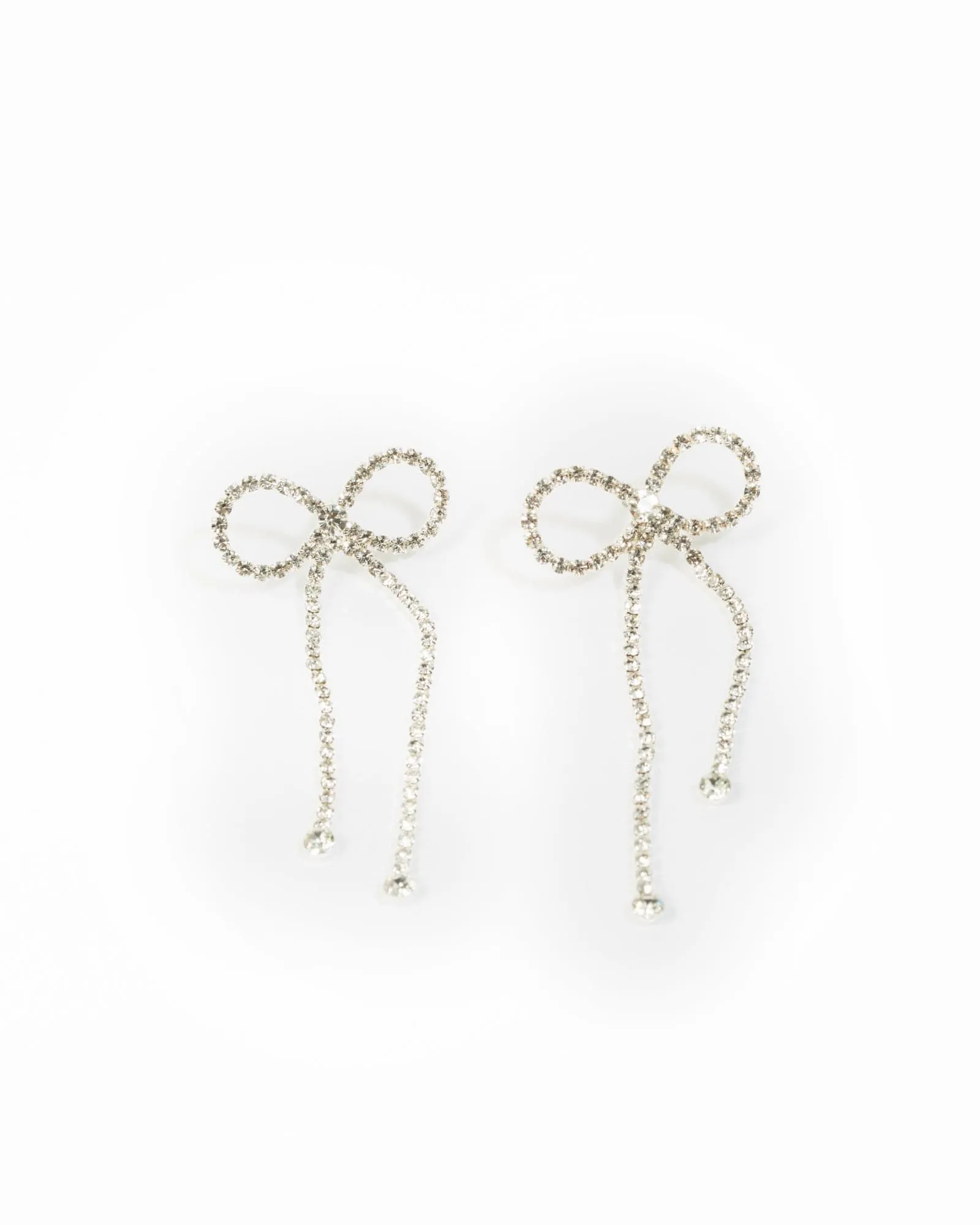 Crystal Rhinestone Bow Drop Earrings sold by Collete Hayman