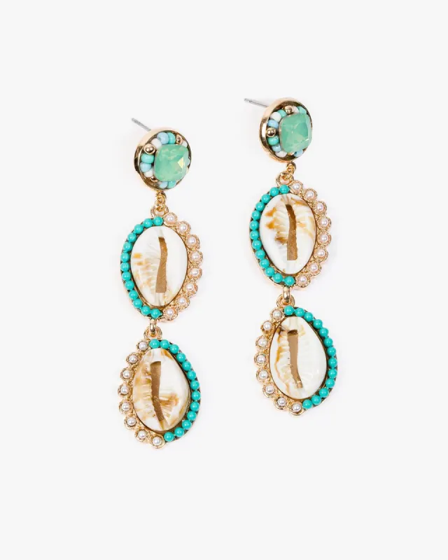 Blue Bead Embellished Sea Icon Drop Earrings sold by Collete Hayman