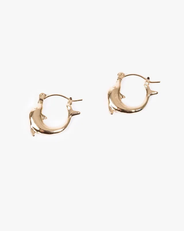Gold Dolphin Beach Icon Hoop Earrings sold by Collete Hayman