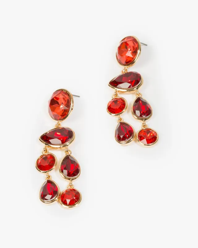 Red Mixed Shape Crystal Drop Earrings sold by Collete Hayman
