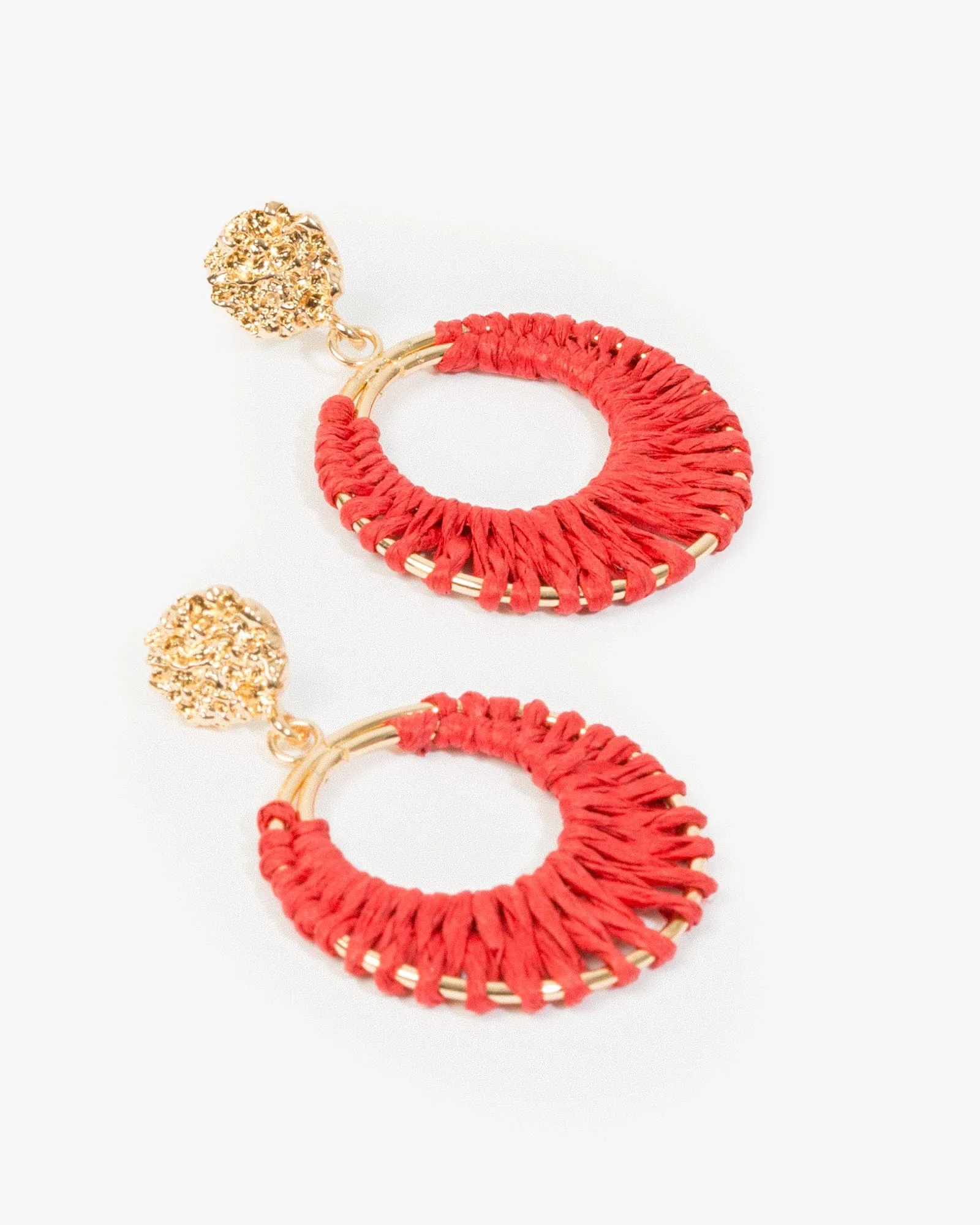 Red Woven Circle Drop Earrings sold by Collete Hayman product image thumbnail 2