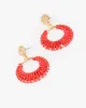 Red Woven Circle Drop Earrings sold by Collete Hayman