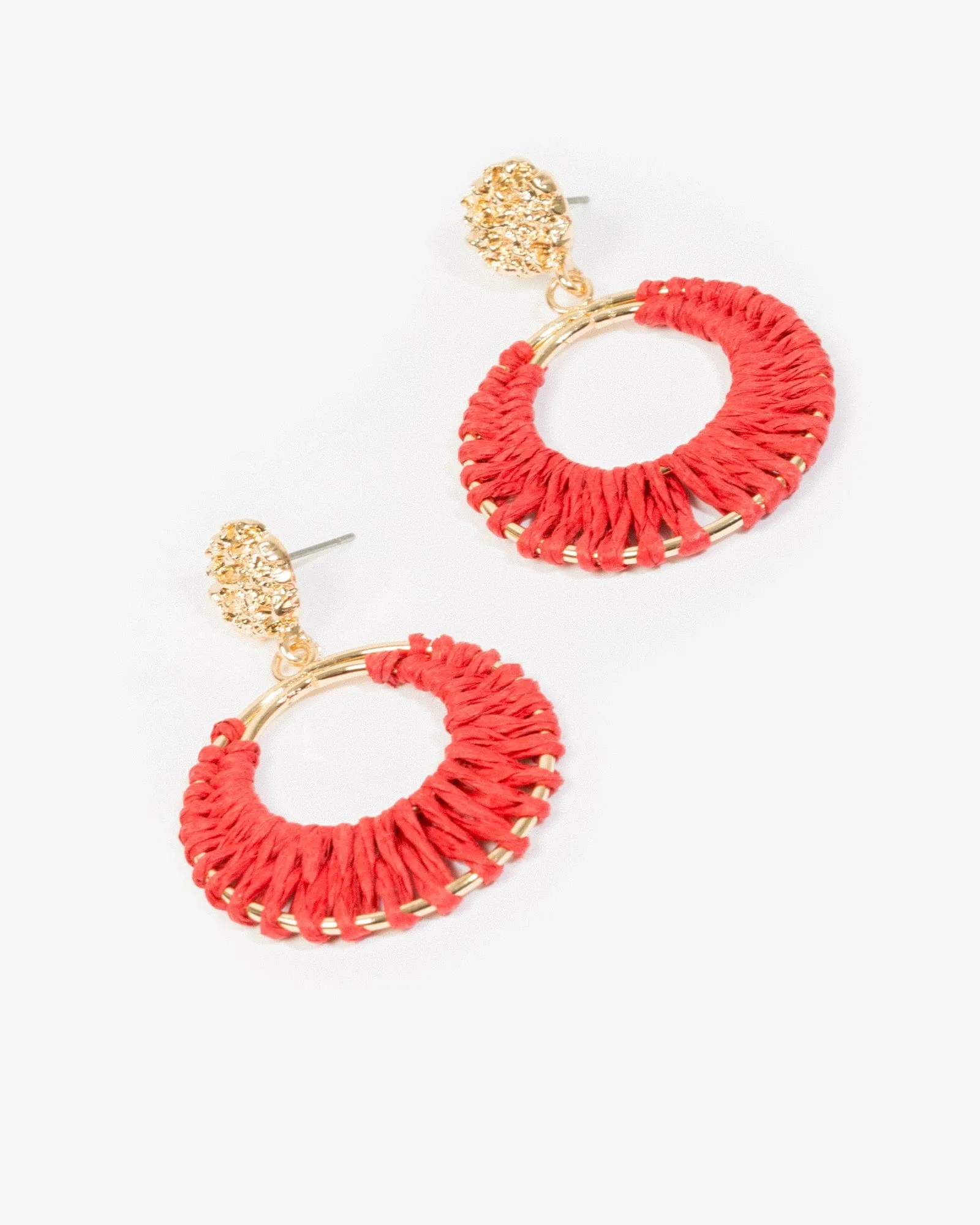 Red Woven Circle Drop Earrings sold by Collete Hayman product image thumbnail 3