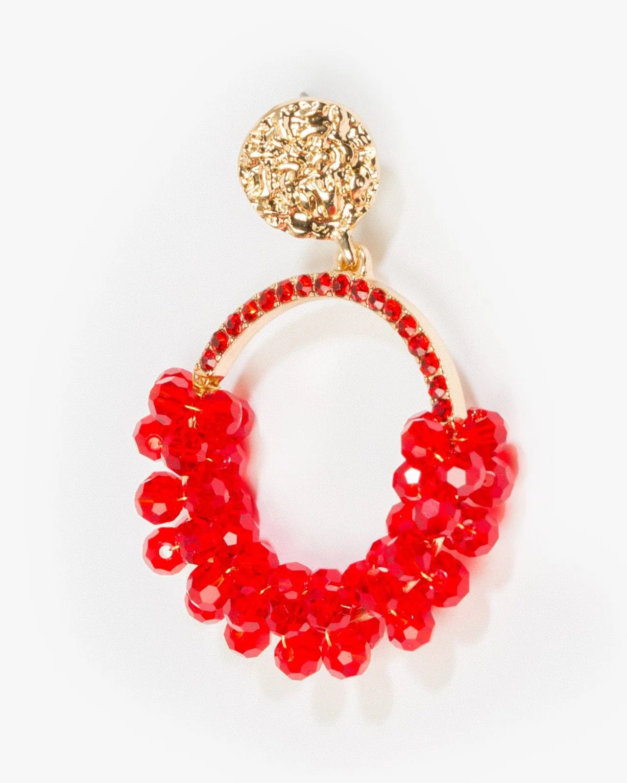 Red Beaded Circle Drop Earrings sold by Collete Hayman product image thumbnail 2