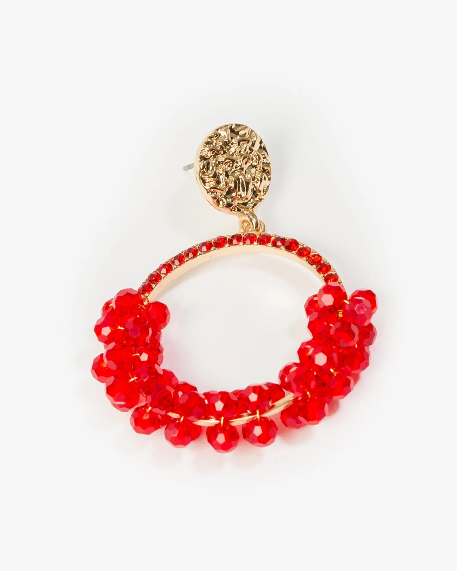 Red Beaded Circle Drop Earrings sold by Collete Hayman product image thumbnail 4