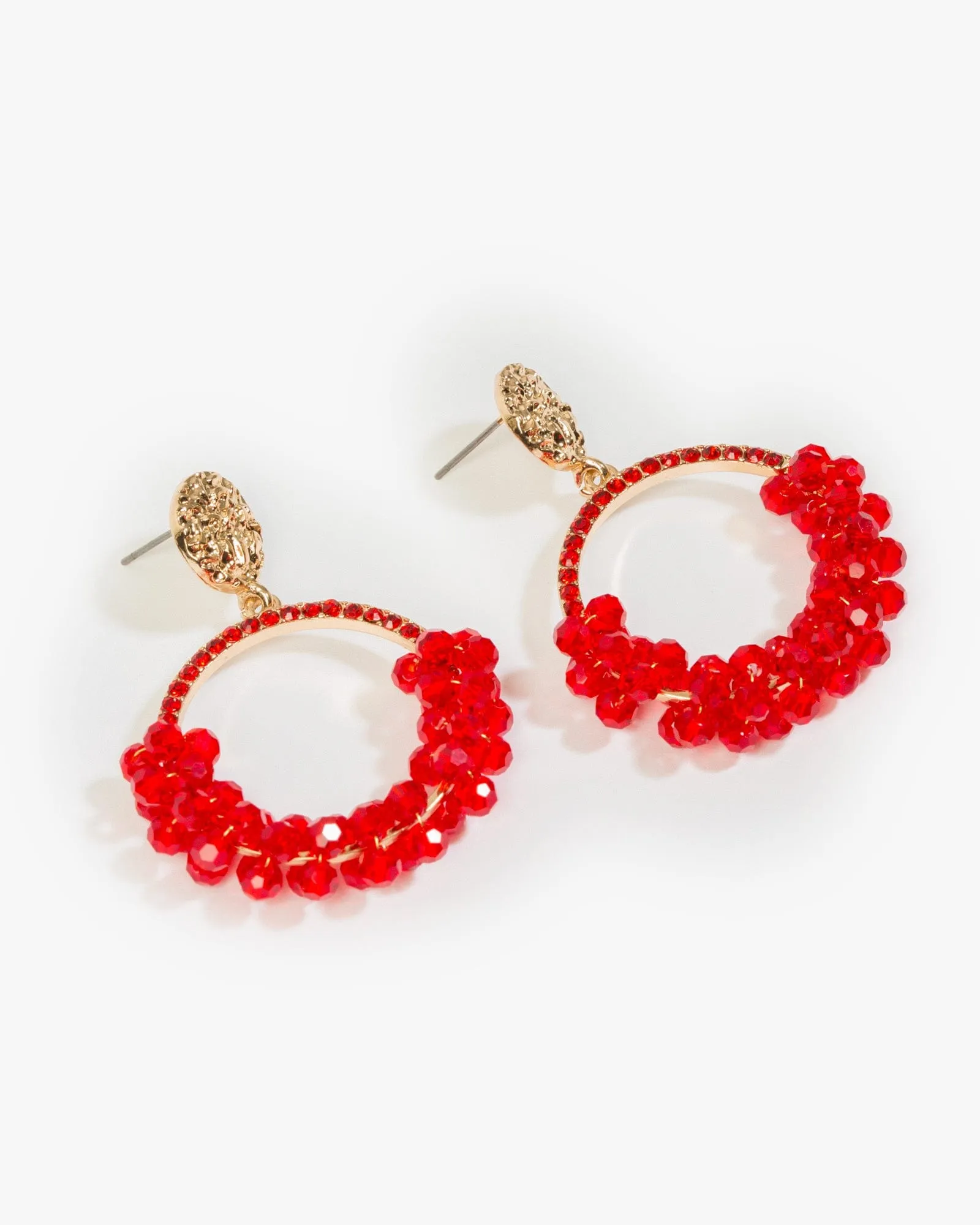 Red Beaded Circle Drop Earrings sold by Collete Hayman product image thumbnail 3