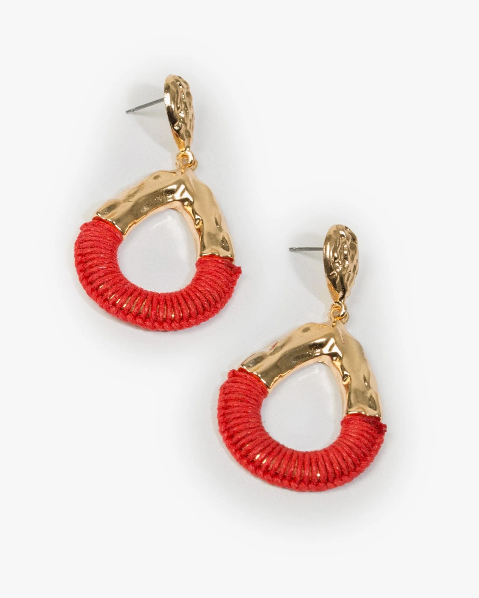 Red Thread Wrapped Tear Earrings sold by Collete Hayman product image thumbnail 2