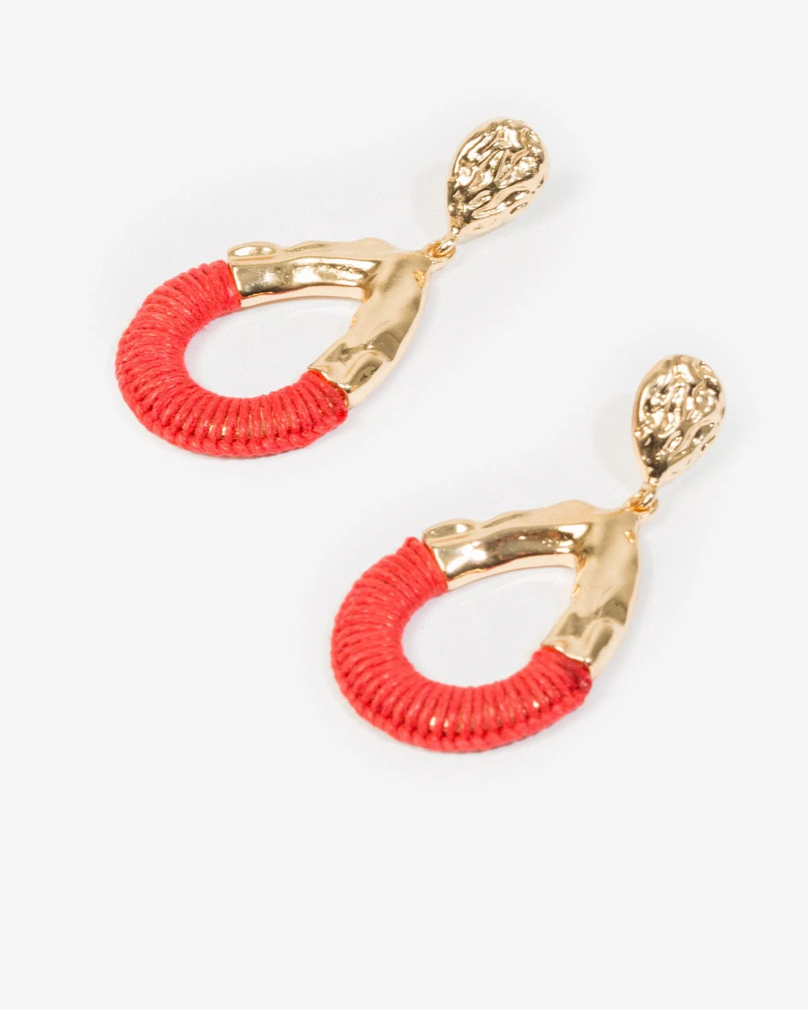 Red Thread Wrapped Tear Earrings sold by Collete Hayman