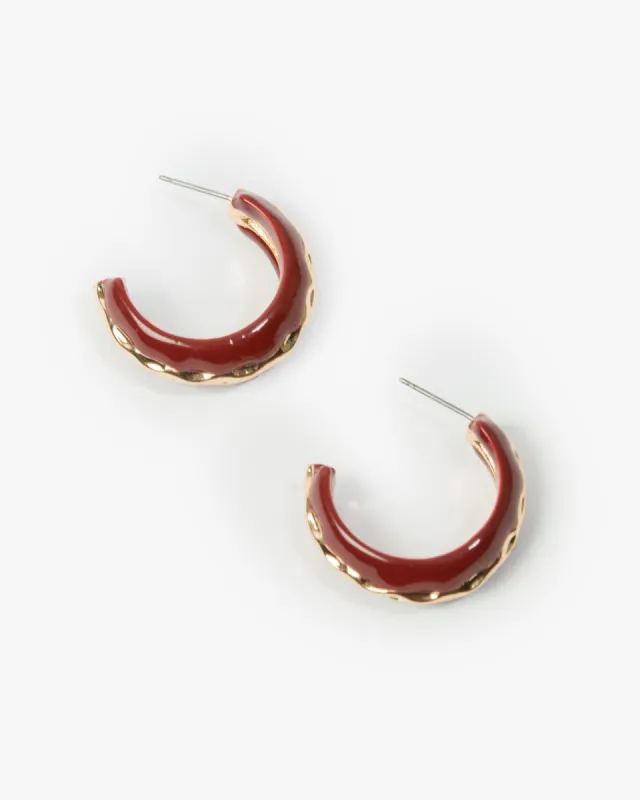Red Organic Lined Hoop Earrings sold by Collete Hayman