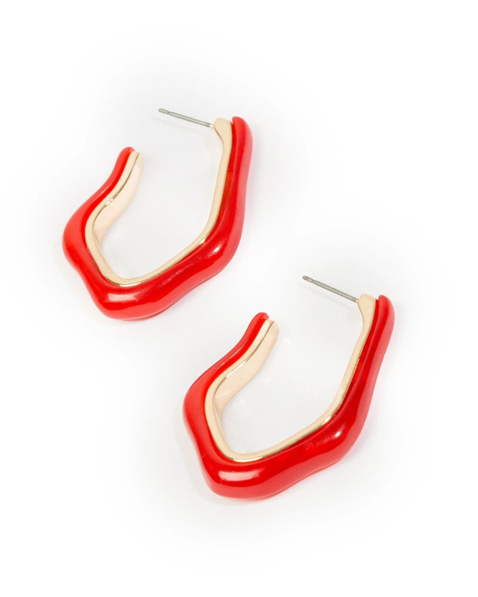 Red Resin Organic Hoop Earrings sold by Collete Hayman
