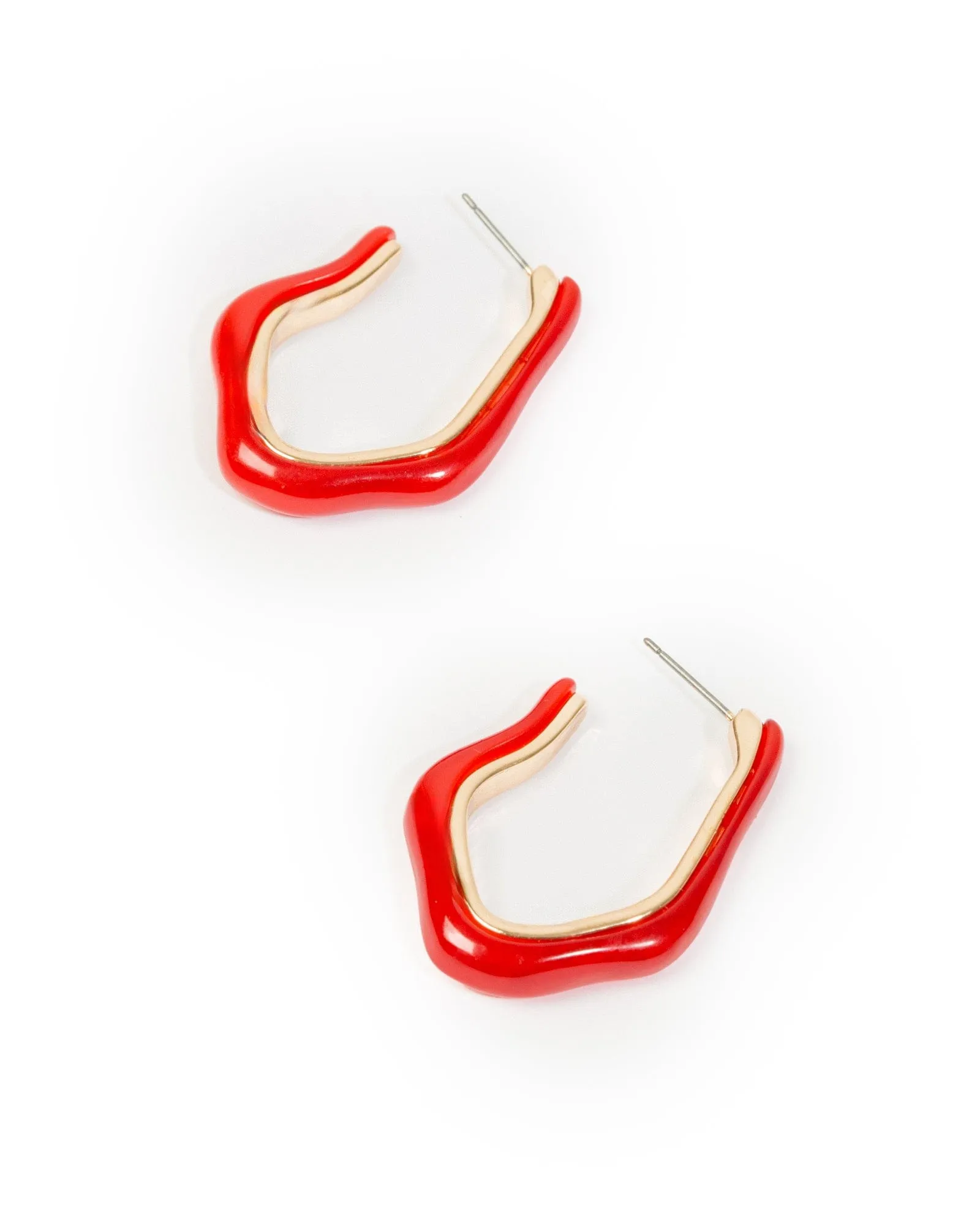 Red Resin Organic Hoop Earrings sold by Collete Hayman product image thumbnail 2