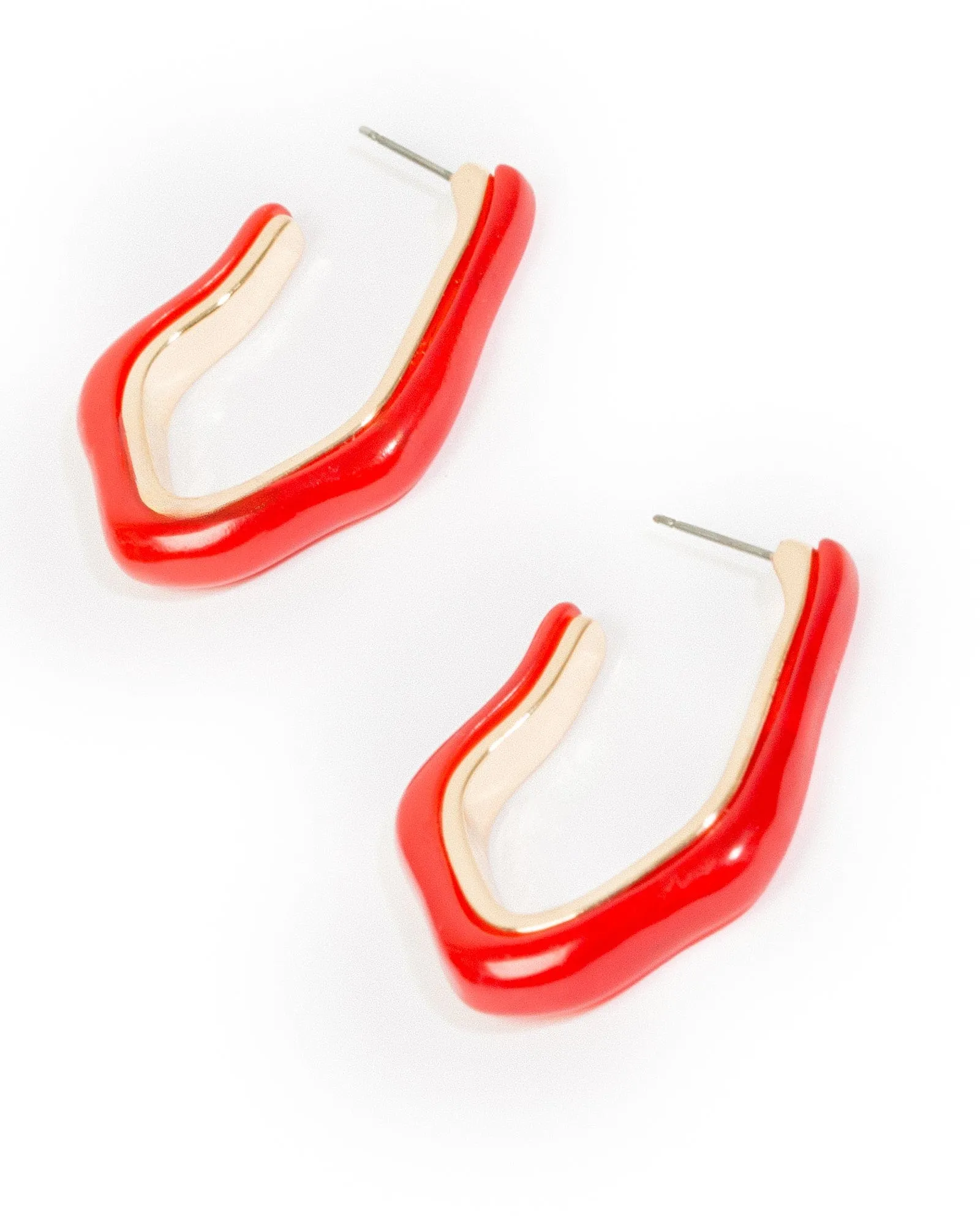 Red Resin Organic Hoop Earrings sold by Collete Hayman product image thumbnail 3