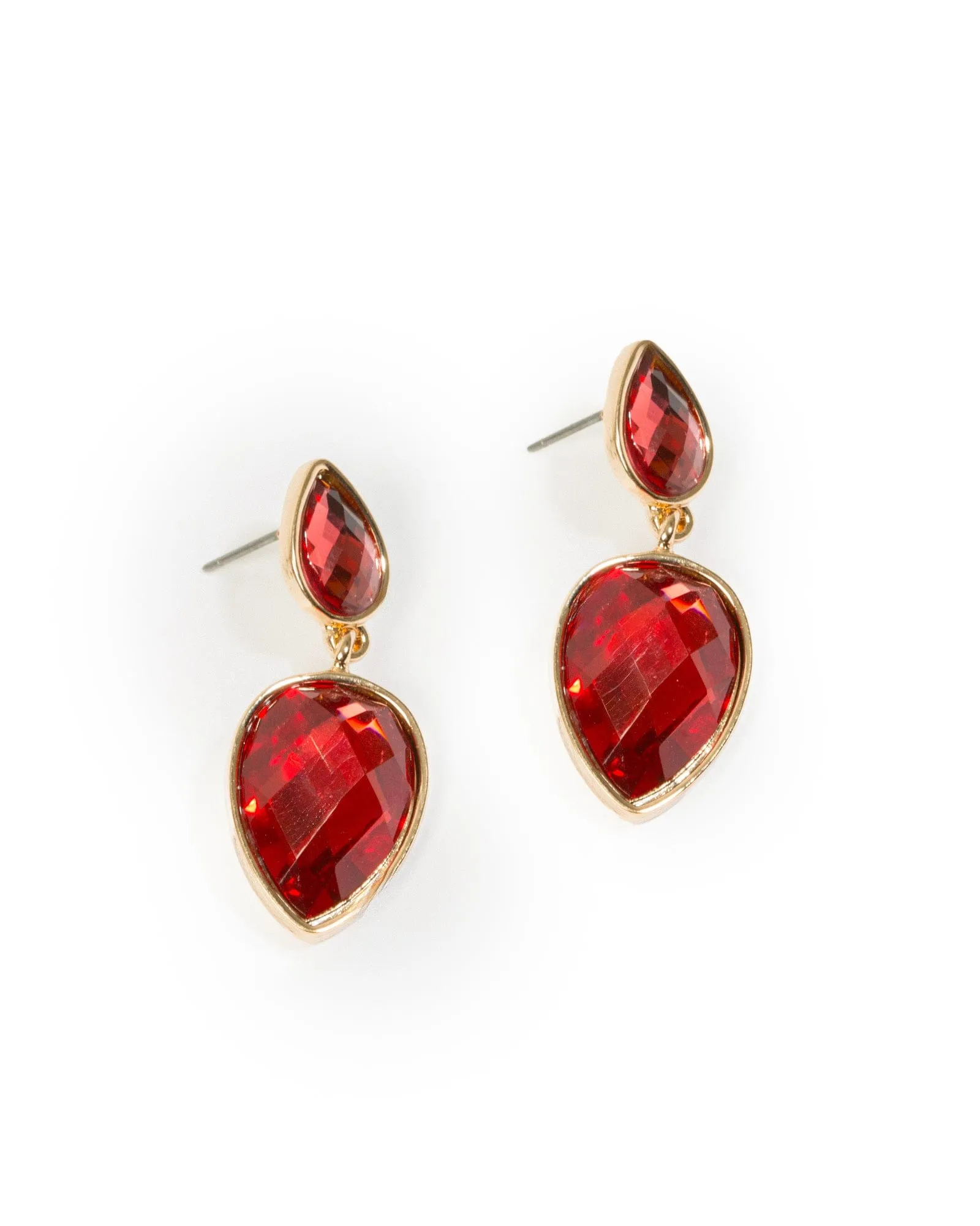 Red Double Tear Drop Earrings sold by Collete Hayman