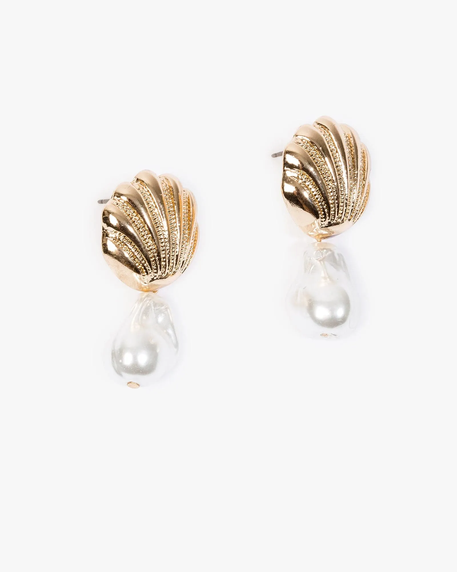 Gold Beach Charm Single Pearl Drop Earrings sold by Collete Hayman