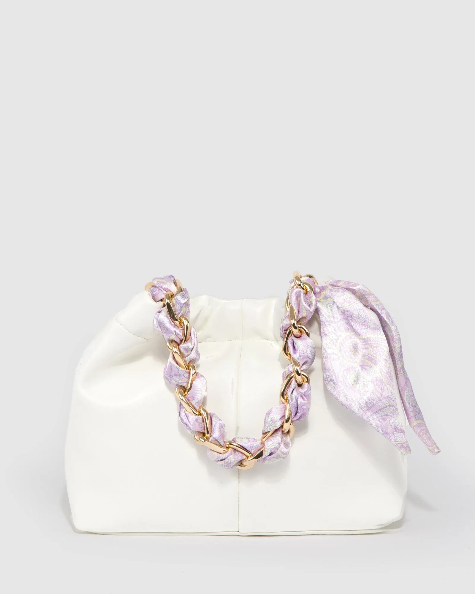 White Billie Scarf Pouch Bag sold by Collete Hayman