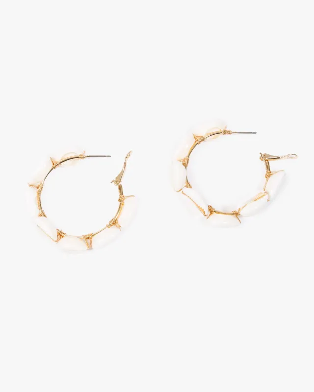 White Beach Charm Hoop Earrings sold by Collete Hayman