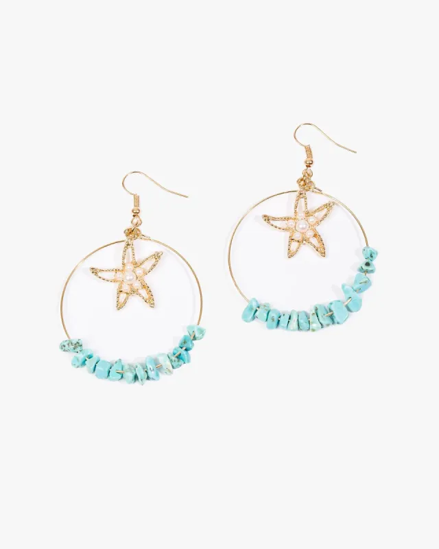 Gold Bead Detail Starfish Hoop Earrings sold by Collete Hayman