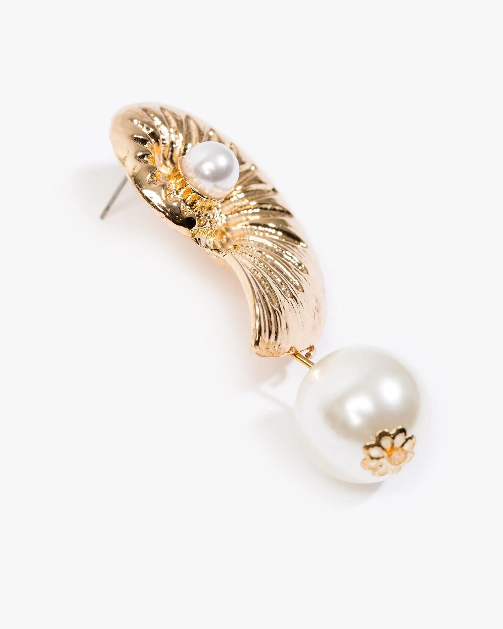 Gold Swirl Beach Charm Pearl Detail Earrings sold by Collete Hayman product image thumbnail 2