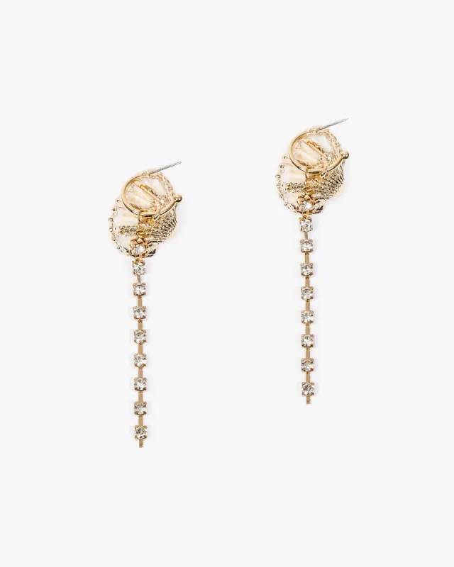 Gold Sea Icon Rhinestone Drop Earrings sold by Collete Hayman
