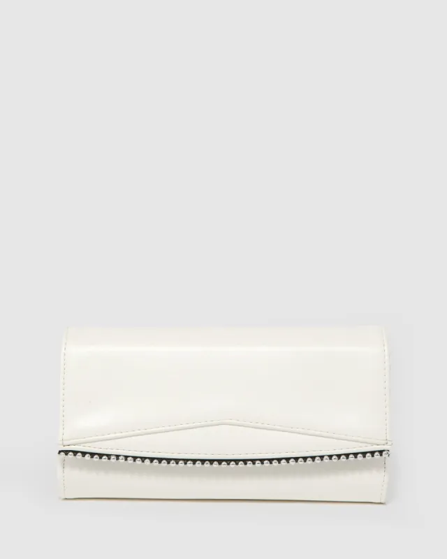 White Quinn Fold Over Clutch Bag sold by Collete Hayman