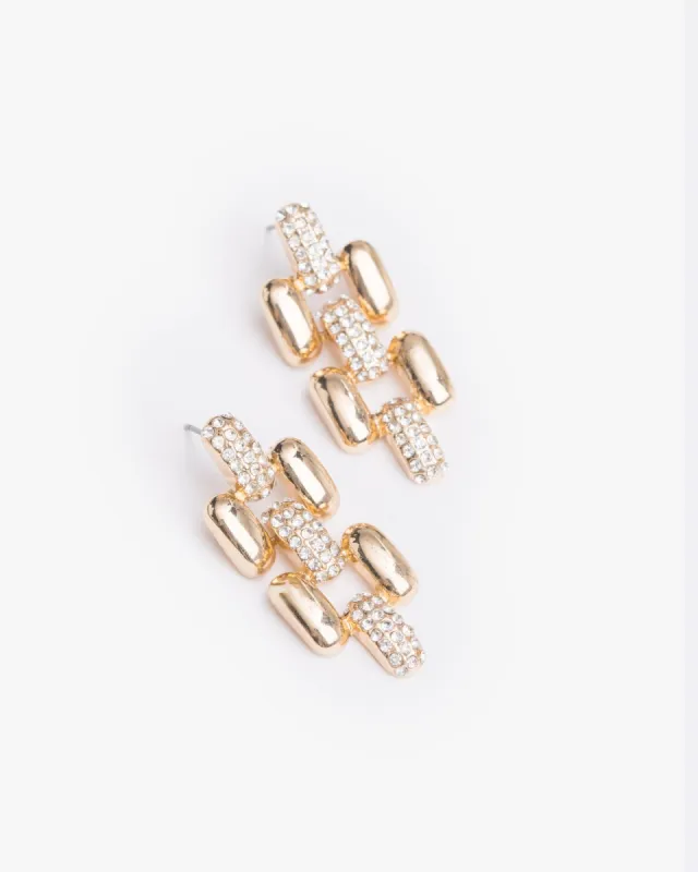 Gold Chain Link Band Drop Earrings sold by Collete Hayman